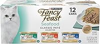 Vista 10 de Purina Fancy Feast Seafood Classic Pate Collection - Paquete variado de alimentos húmedos para gatos, sin granos, (paquete de 24), latas de 3 onzas