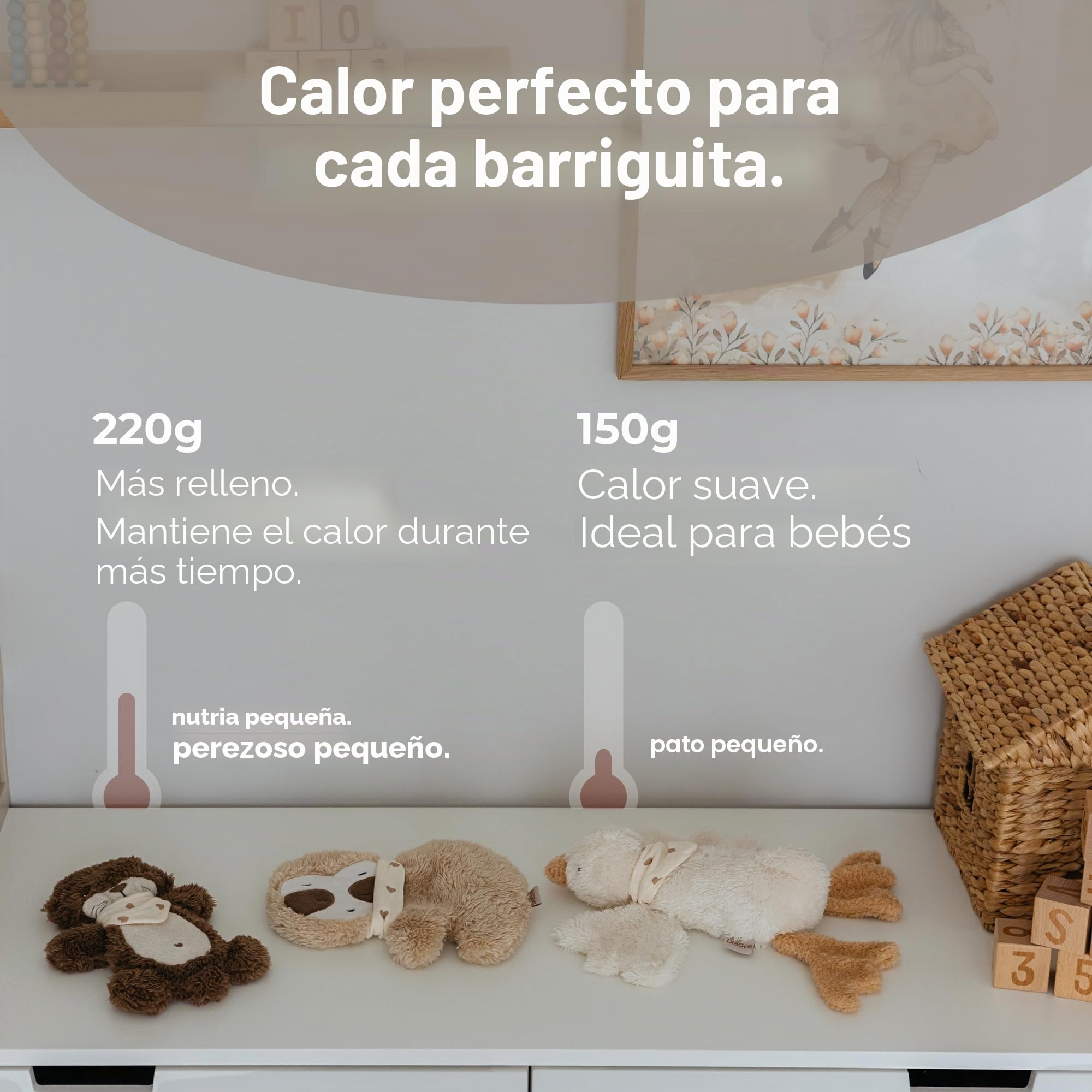 BJORKI Cojín Térmico para Bebés y Niños - Juguete de Peluche con Relleno de Linaza para el Microondas - Perfecto como Juguete de Peluche para Dormir y Almohada de Peluche Calmante para Calor y