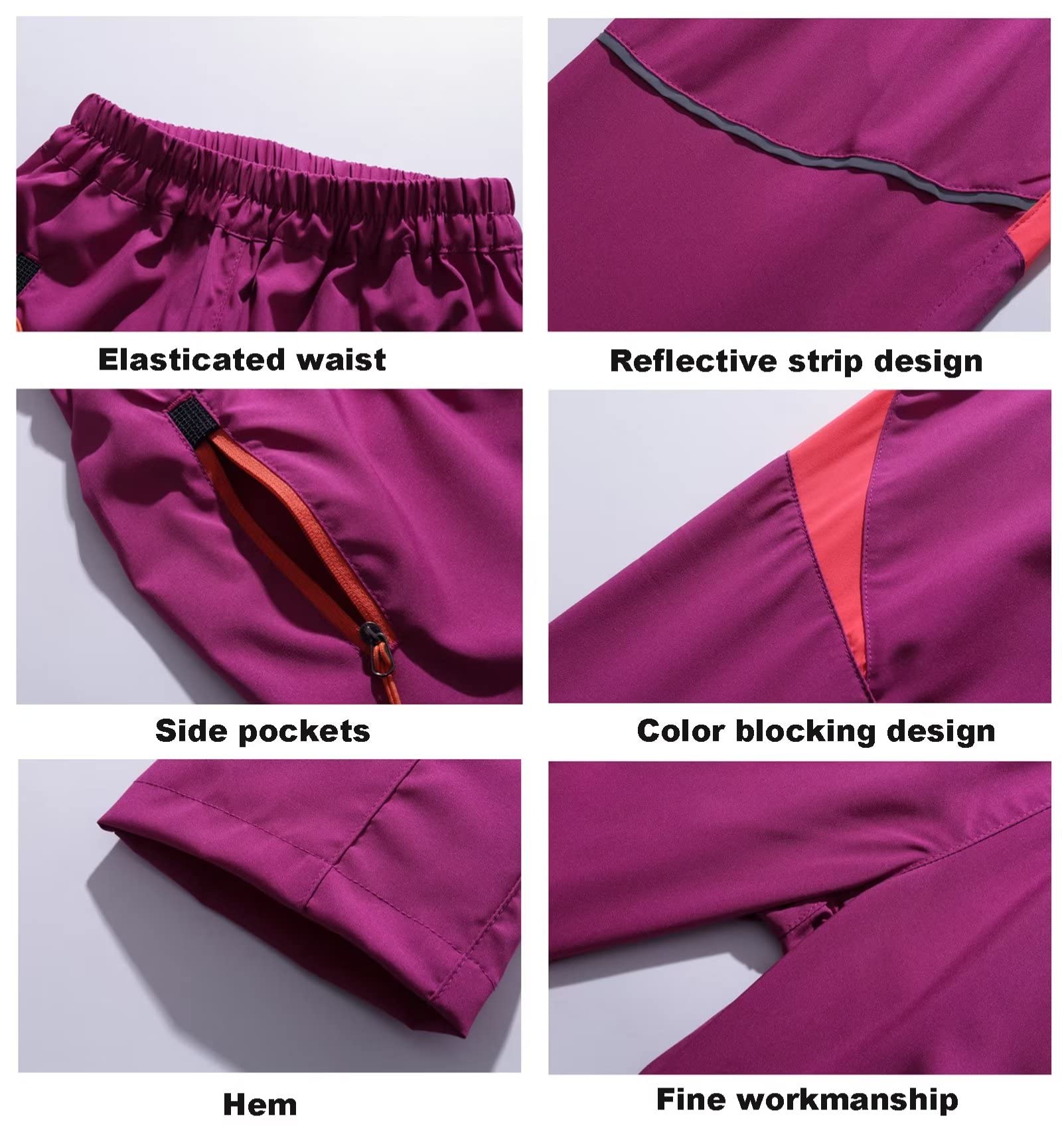 Kinder Jungen Mädchen Funktionshose Schnelltrockend Reflektoren Outdoorhose Sport und Freizeit Wanderhose Sommer Frühling Trekkinghose Wasserdicht