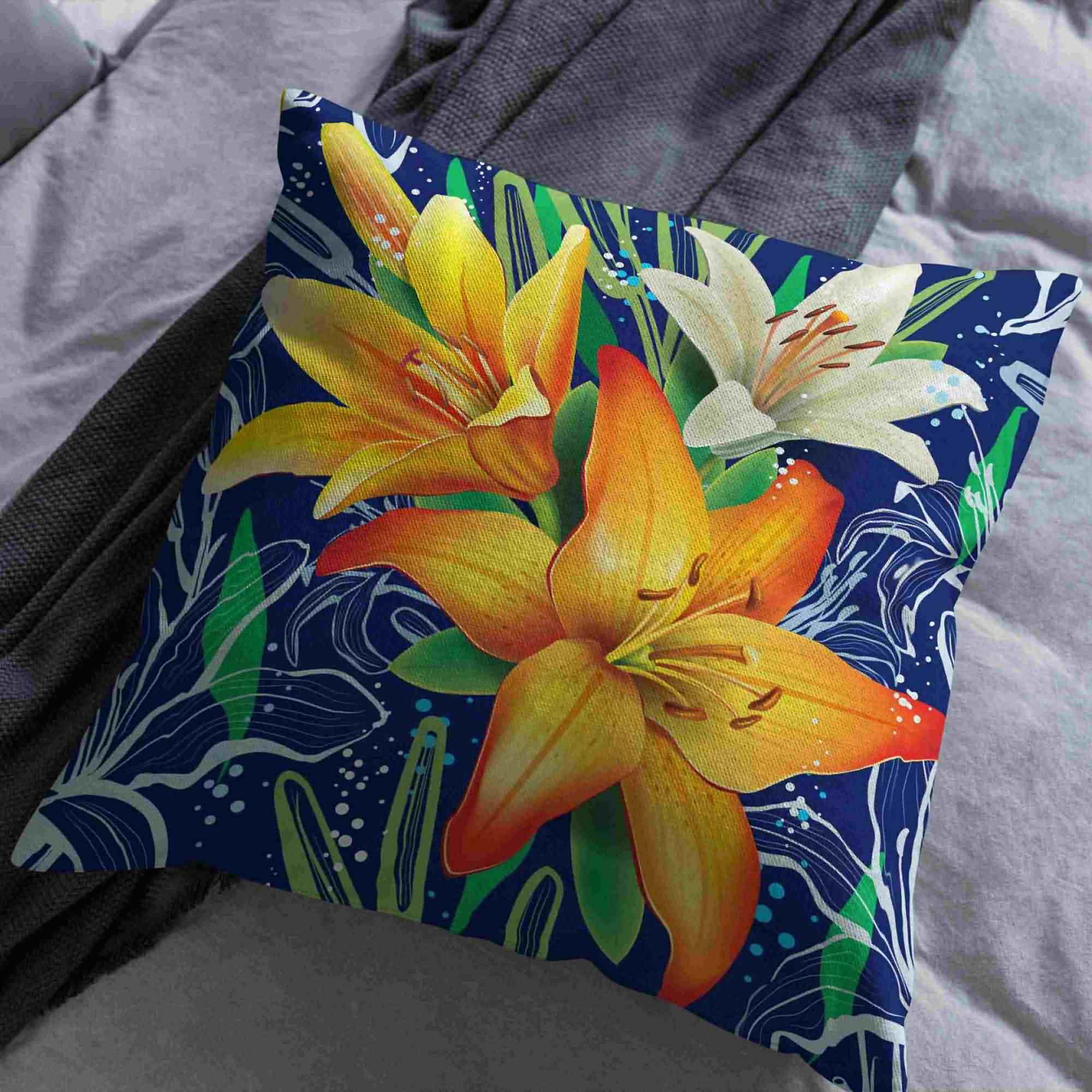 CEVAN Lino Federe Cuscini Grandi Federe Divano Esterno Fiore Fodere Per Cuscini Esterno Federe x Cuscino Divano Tessuto Stampato Per Decorazioni Murali 50x50cm,4Pcs