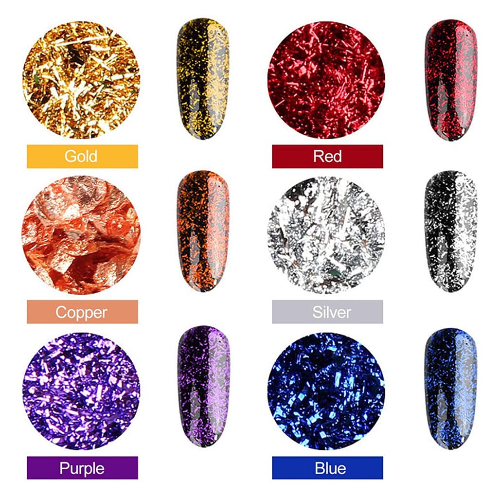Gold Foil Flakes for Resin, Jewelry Making,6 Colors Imitation Gold Foil Flakes Metallic Leaf for Nails,Painting,Crafts,UV Resin Filling Accessories
