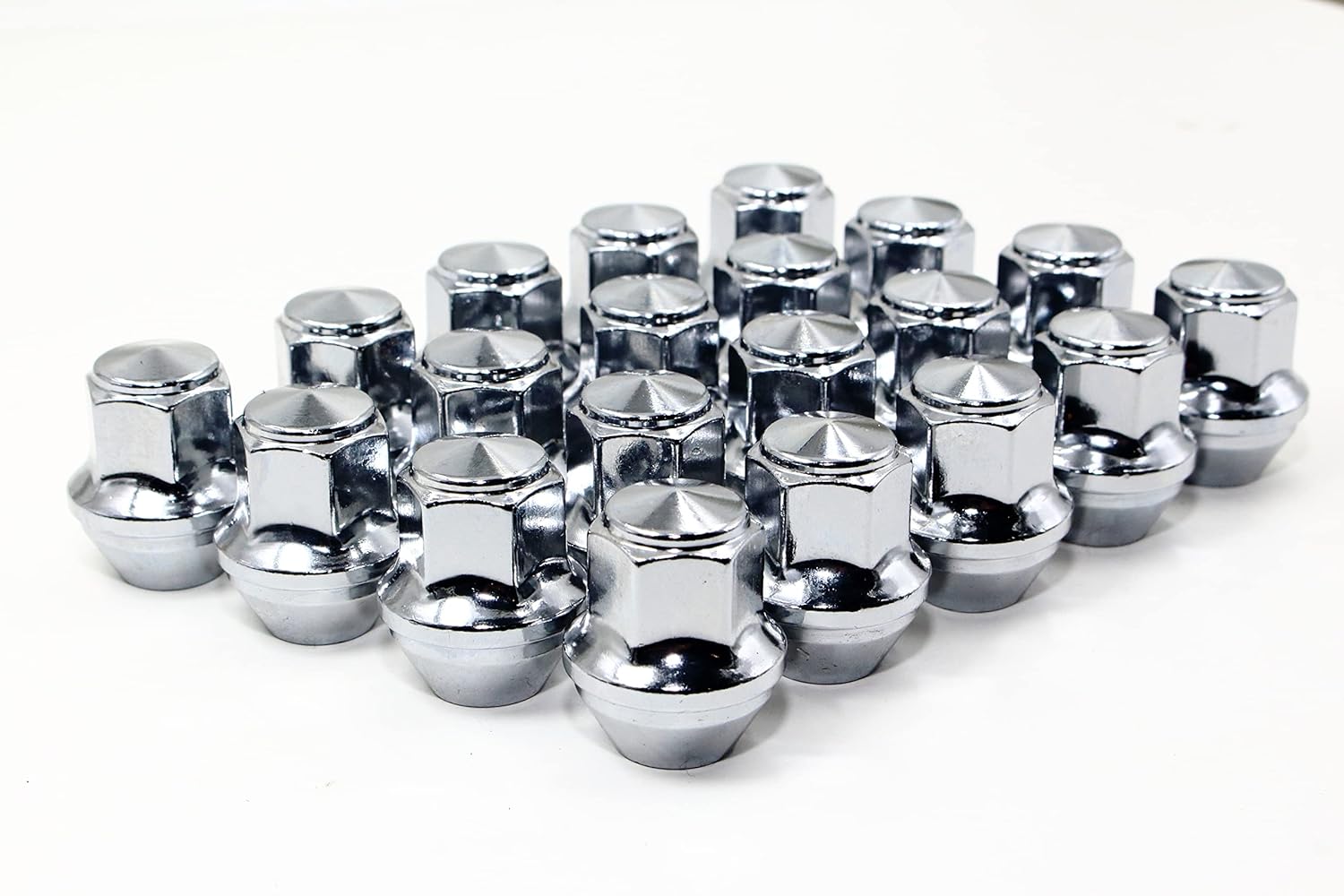 Set of 20 Veritek 14x1.5mm 13/16 21mm Hex 1.5 Inch 38.5mm Length Chrome OEM Factory Style Large Acorn Seat Lug Nuts for Ford Mustang Edge Fusion Lincoln Factory Wheels Replaces ACPZ1012D