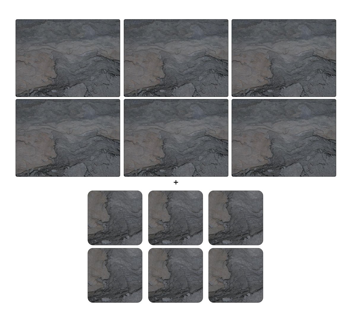 Pimpernel-Portmeirion Blue Pimpernel Midnight Slate, 6 Placemats + 6 Coasters