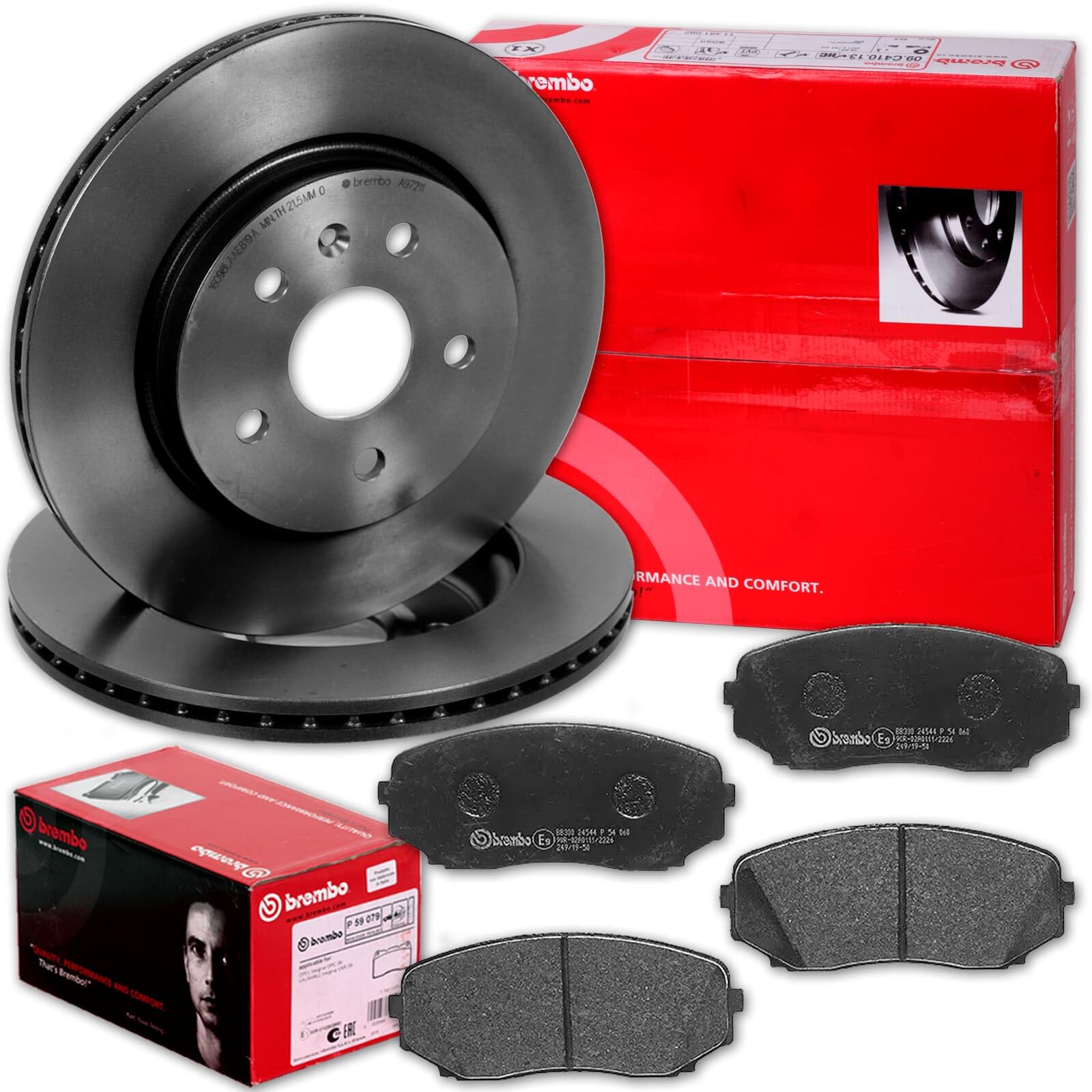 brembo Bremsscheiben + Beläge vorne | 09.D765.11 + P54060 Kompatibel mit Eclipse Cross (gk_, Gl_),outlander III (gg_w, Gf_w, Zj, Zl, Zk)