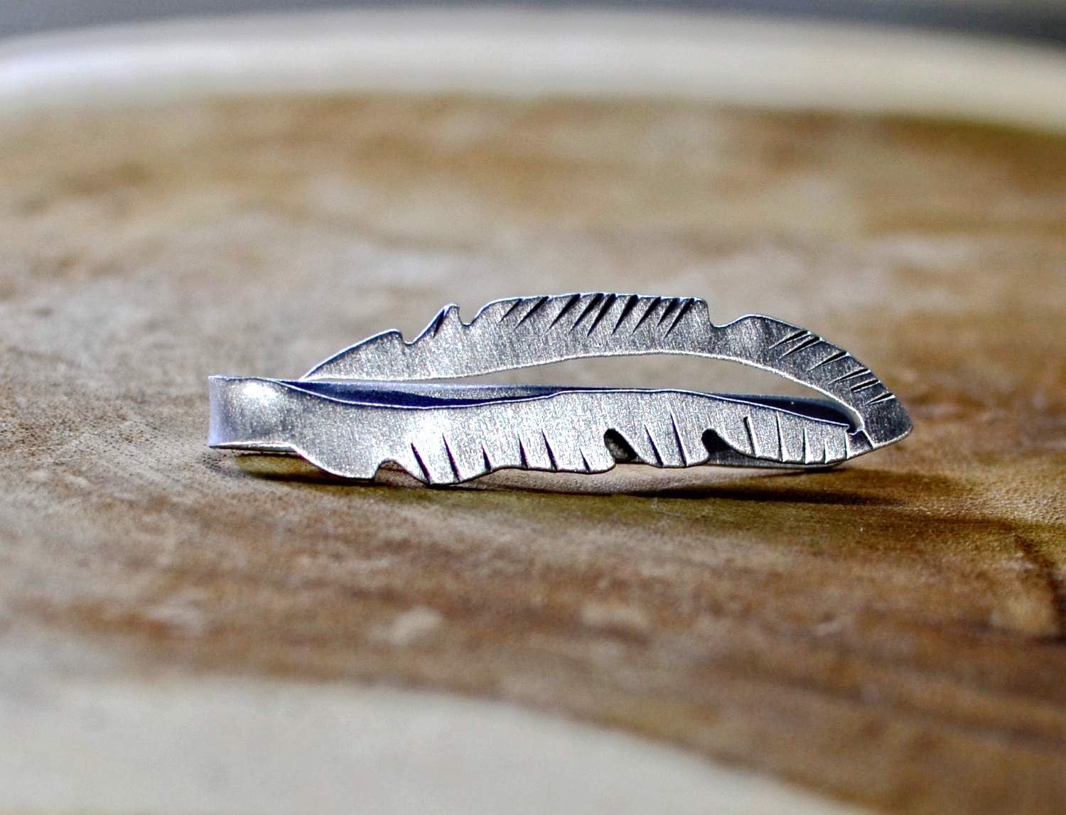 Sterling silver feather tie clip