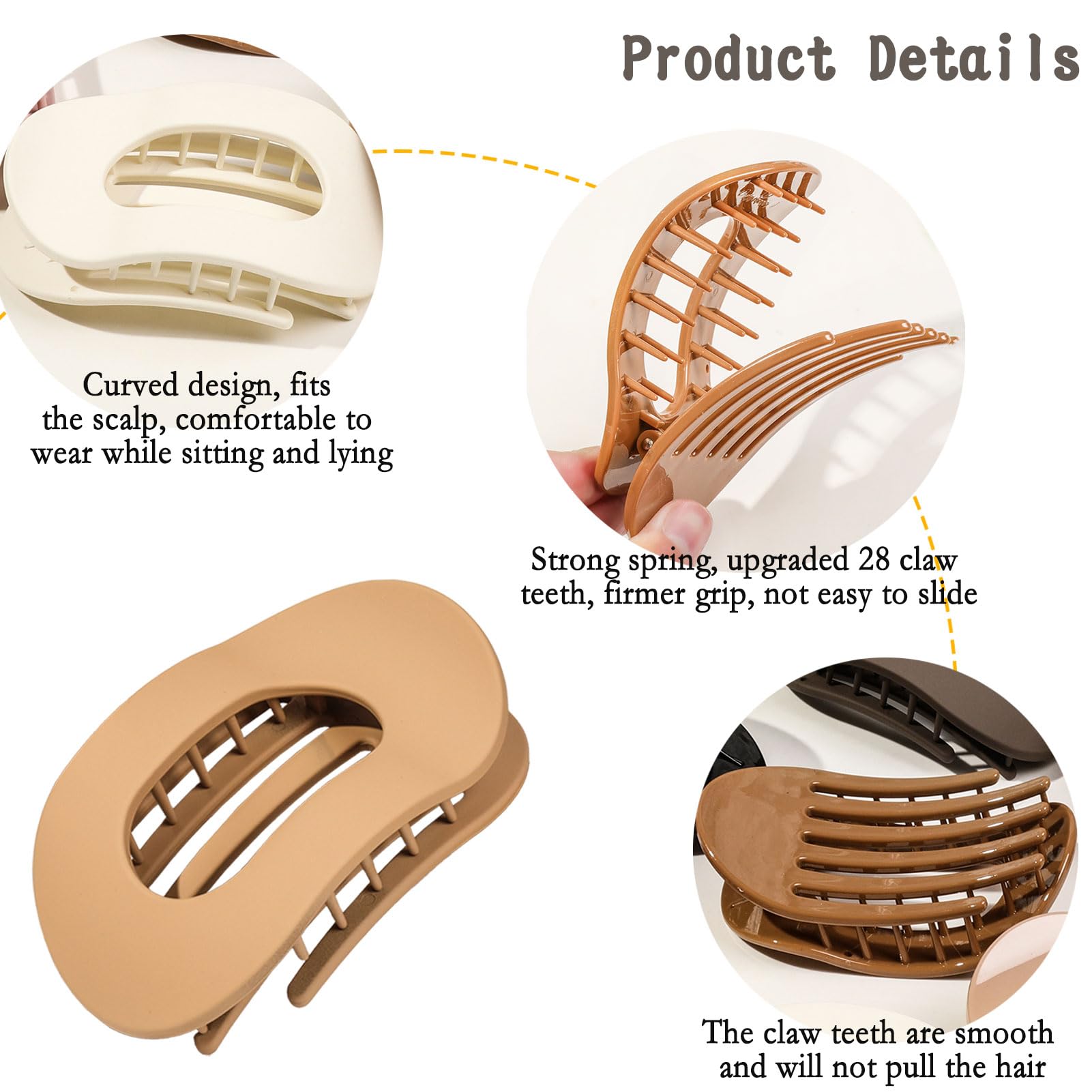 BAISEN 6 pcs Flat Hair Clips for women, Flat Claw Clips - Image 4