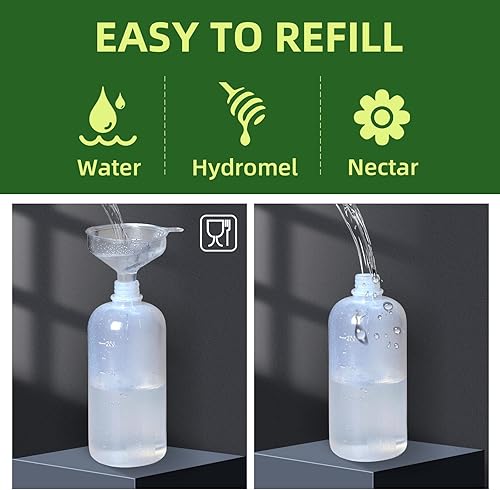 Miniatura 3 de Comedero de mano para colibríes con clips, paquete de 4 comederos rojos para pájaros salvajes con cepillo de limpieza, embudo de botella para ramas