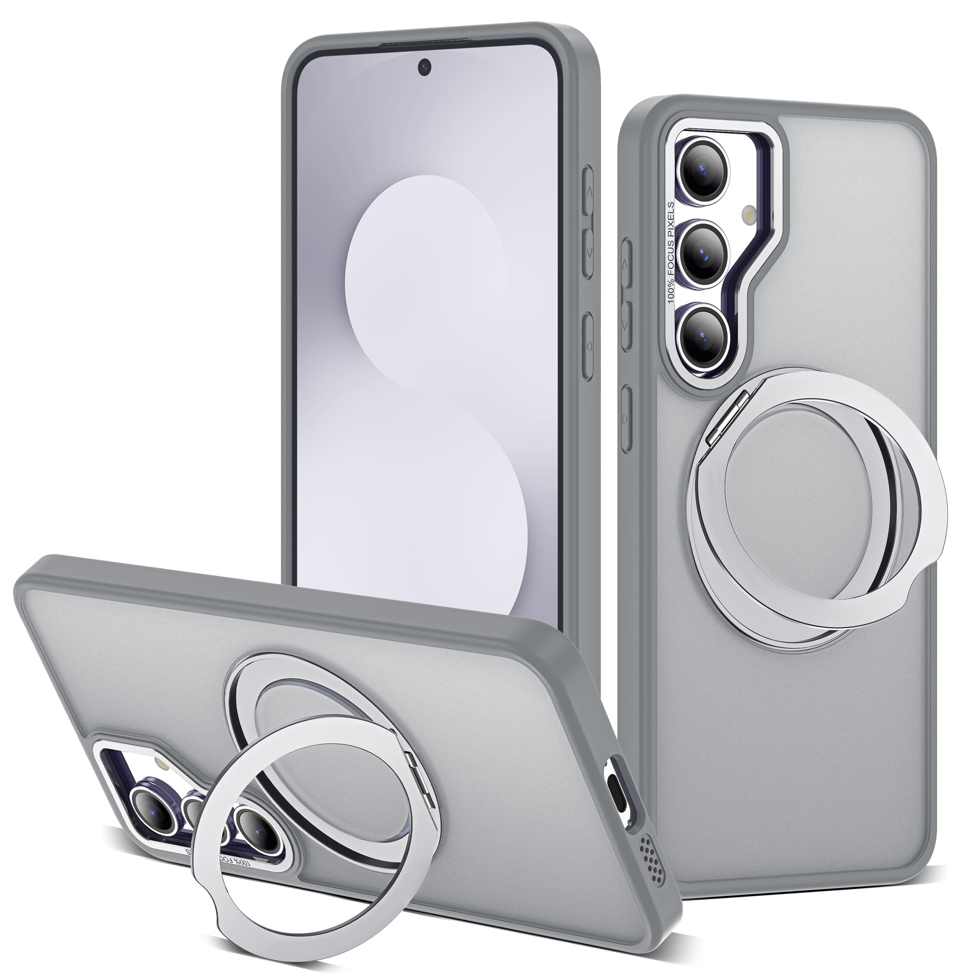 for Samsung Galaxy S25 FE Case with 360° Spin Stand,Gray