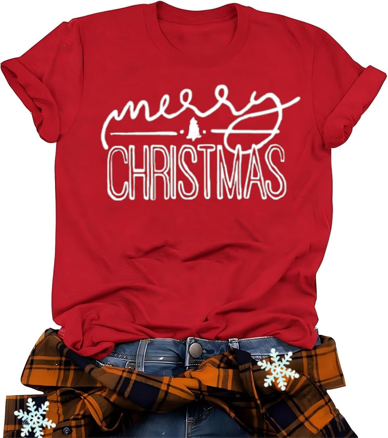Merry Christmas Shirts for Women Funny Christmas Tree Graphic Print Holiday T Shirts