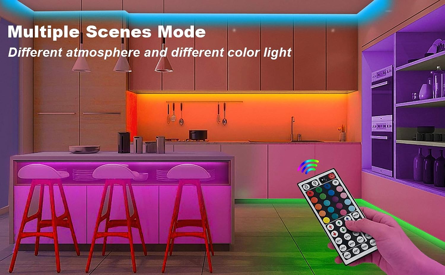Ulalaza Smart LED Strip Lights Color Changing 32.8ft/10M Flexible 5050 RGB Led Lights Kit with Remote Easy Installation for TV Backlight Bedroom Multicolor Decoration