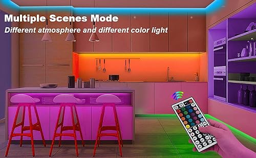 Miniatura 4 de Tira de luces LED inteligentes que cambian de color, 32.8 pies, flexible, 5050 RGB, kit de luces LED con control remoto, fácil instalación para