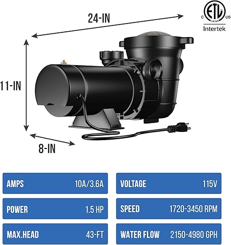 Miniatura 4 de Blue Wave Sistema de filtro de arena de 22 pulgadas con bomba de 1-12 HP para piscinas sobre el suelo