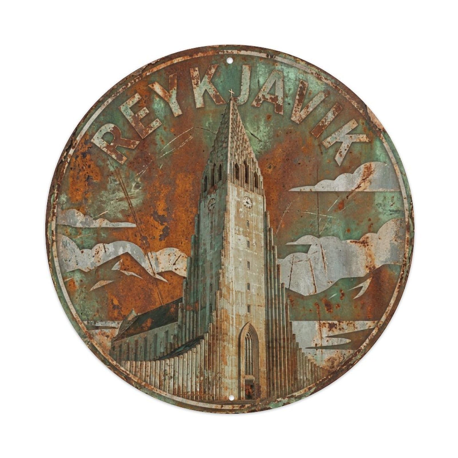 Galvaxio Style Vintage Travel Iceland Reykjavik Metal Tin Sign