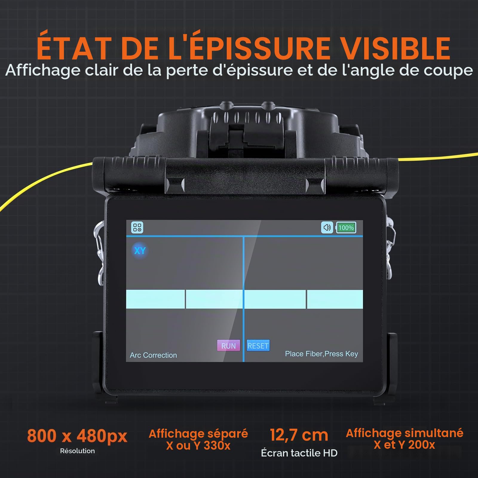 VEVOR Soudeuse fibre optique 6 moteurs, épisseuse fusion fibre optique à alignement de noyau, épissage 6s, chauffage 13s, écran tactile 5", support de fibre 3 en 1, batterie 7800mAh pour SM MM DS NZDS
