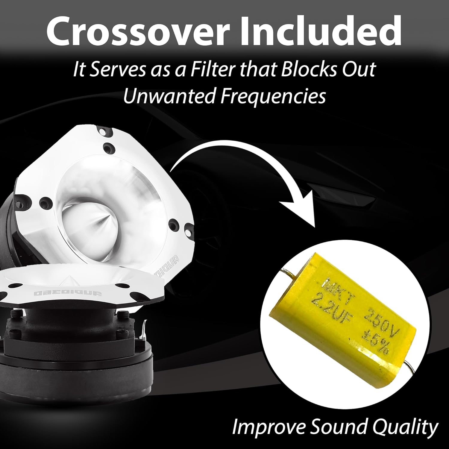 Audio360 AD36TW 4-Inch Super Tweeter Speaker, 4 Ohm, 1800W Max Power, 105dB Sensitivity, Titanium Diaphragm, CCAW Voice Coil for Pro Car Audio