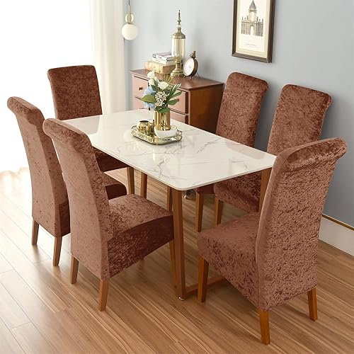 Miniatura 2 de Fundas elásticas para sillas grandes, con respaldo alto, de terciopelo aplastado, extraíble, protector de silla para comedor o decoración del hogar