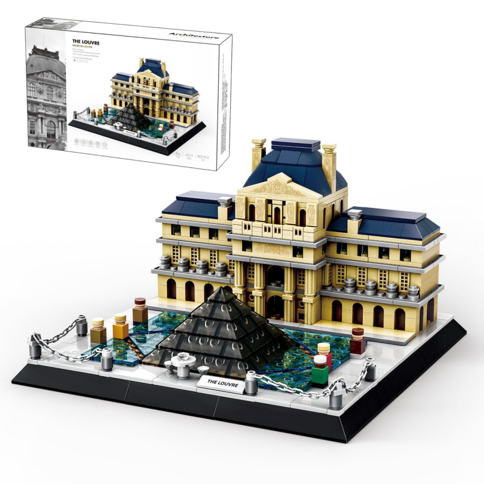 Fuleying The Louvre Museum Paris Building Set, World Famous Architecture Model, Collectible France Landmark Builiding Bricks Kit, STEM Educational Toy, Home Decor Gift for Adults (803 PCS)