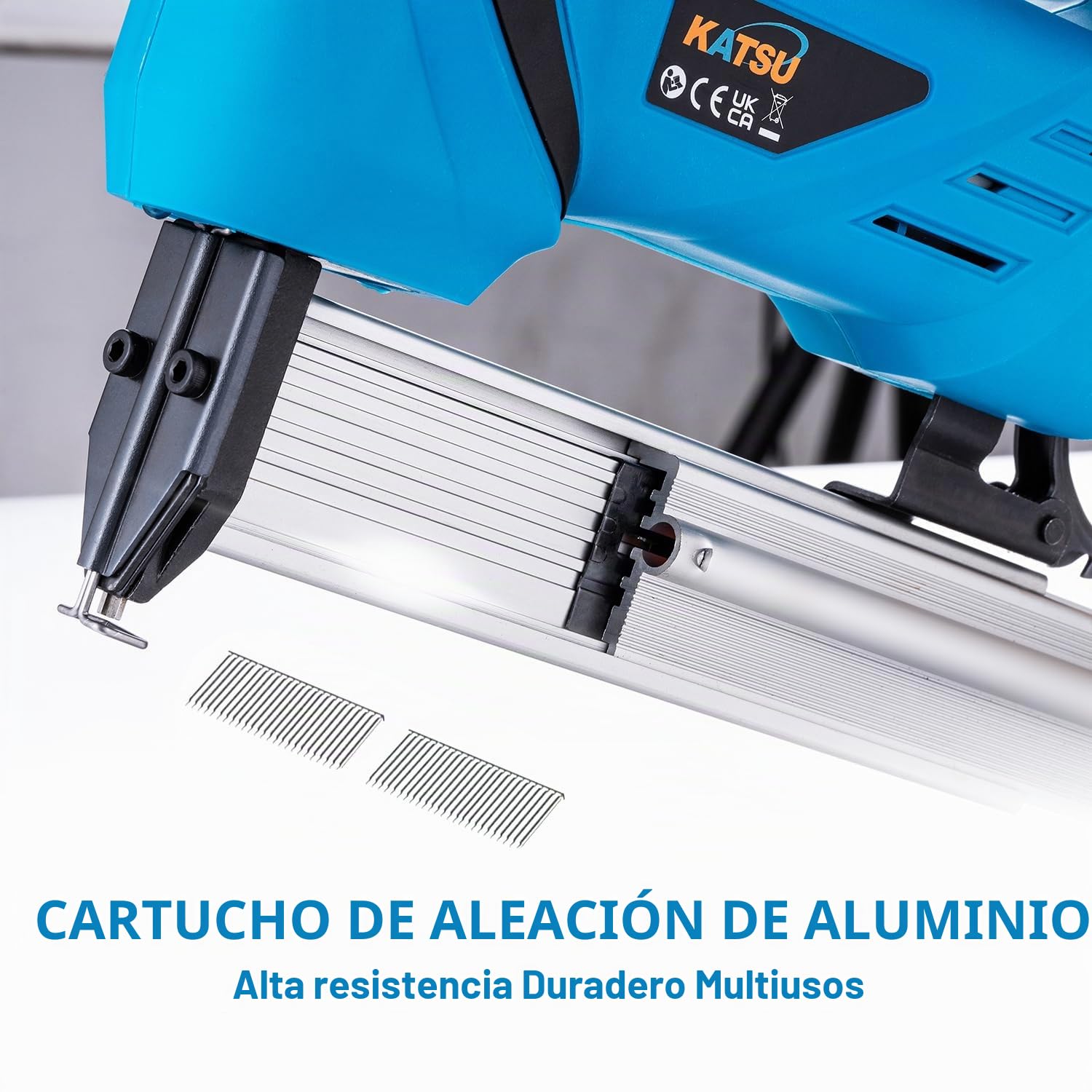 KATSU Pistola de Clavos Inalámbrica FIT-BAT 21V, Clavadora y Grapadora 2 en 1, 35 Disparos por Minuto, para Tapicería, Carpintería y Proyectos de Carpintería (Batería no incluida) 102433