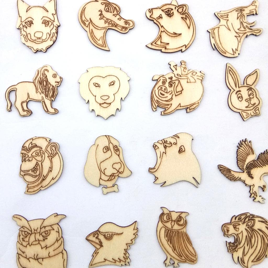 Unfinished Wooden Animal Cutouts Wooden Slices Home Decor 25Pcs per