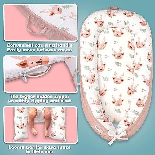 Miniatura 6 de Funda para tumbona de bebé, algodón suave ultra transpirable, perfecta para el tiempo boca abajo, portátil y ajustable, funda para asiento de piso