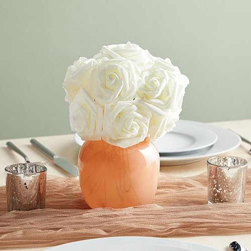 Miniatura 2 de Bright Creations 60 rosas artificiales de 3 pulgadas, rosas falsas de aspecto real con tallo para ramos de boda y despedida de soltera, color crema