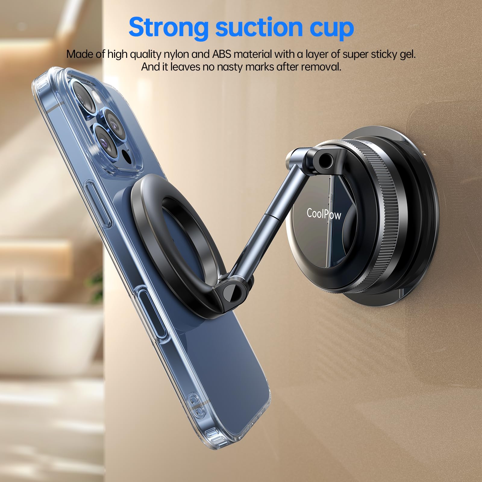Coolpow for Magsafe Car Mount Vacuum Magnetic Phone Holder for Car 360 Rotatable Suction Cup Phone Mount for — view 8