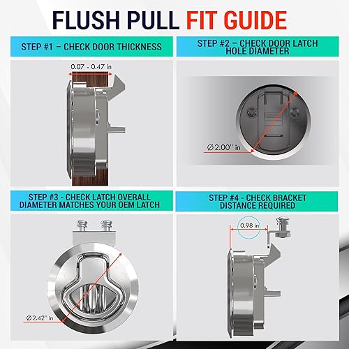 Miniatura 8 de LATCH.IT Paquete de 2 pestillos para escotilla de RV y barco  Montaje empotrado negro  Pestillo Slam RV y cerradura de tapa de barco  Se adapta a