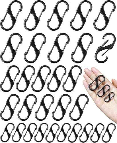 30pcs S Carabiner Zipper Clips Anti Theft,Quick Disconnect Zipper Pull Locks for Backpack, Dual Spring Carabiner Snap Hook for Camping Hiking