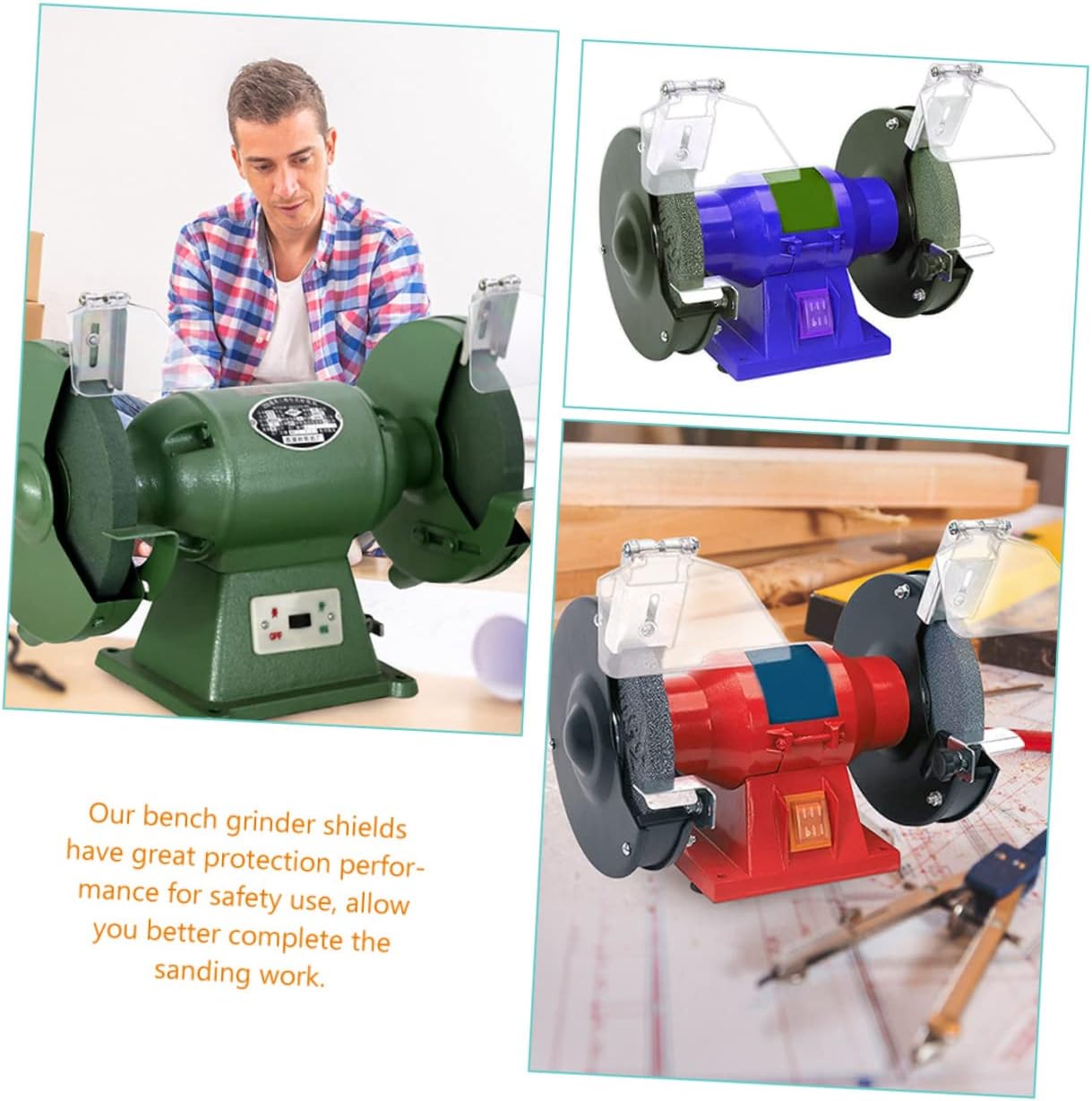 6pcs Bench Grinder Eye Shield Safety Guard Kit Sturdy Construction Fit for Bench Grinders Includes Assembly Screws