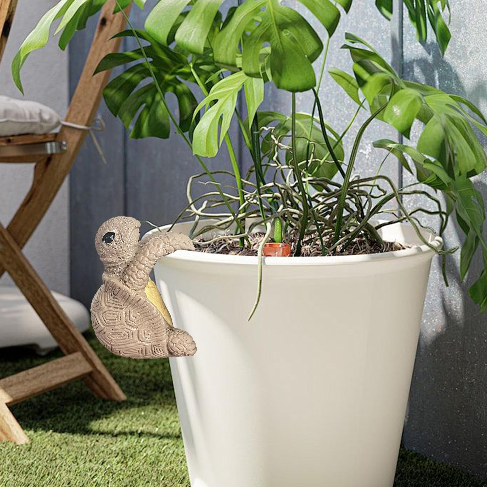 Niedliche Kletterschildkröte Aus Kunstharz - Blumentopf-Hugger, Deko Für Garten & Balkon