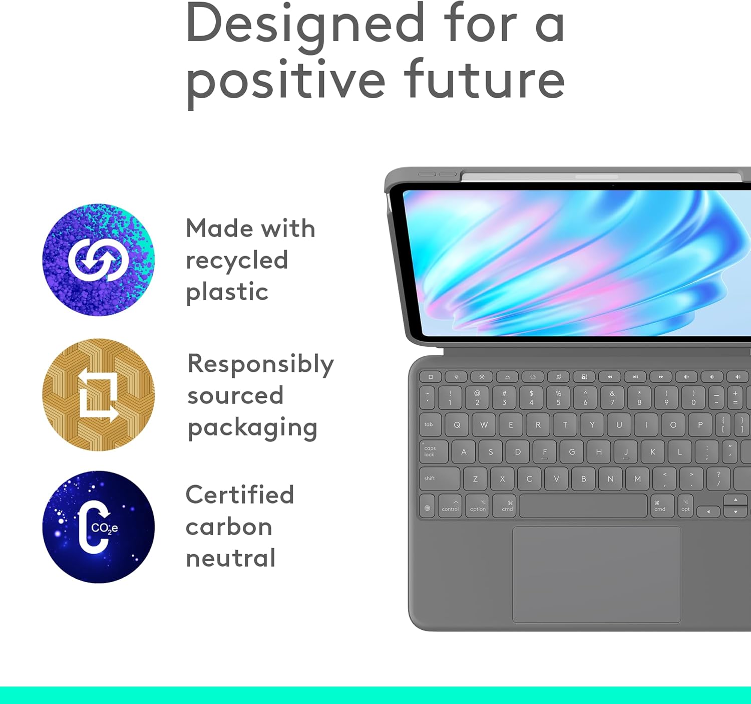 Logitech Combo Touch iPad Air 11-inch (M2),4th & 5th gen(2020, 2022),Connectivity Technology -Apple Smart Connector, Keyboard Case - Detachable Backlit Keyboard with Kickstand - Oxford Grey