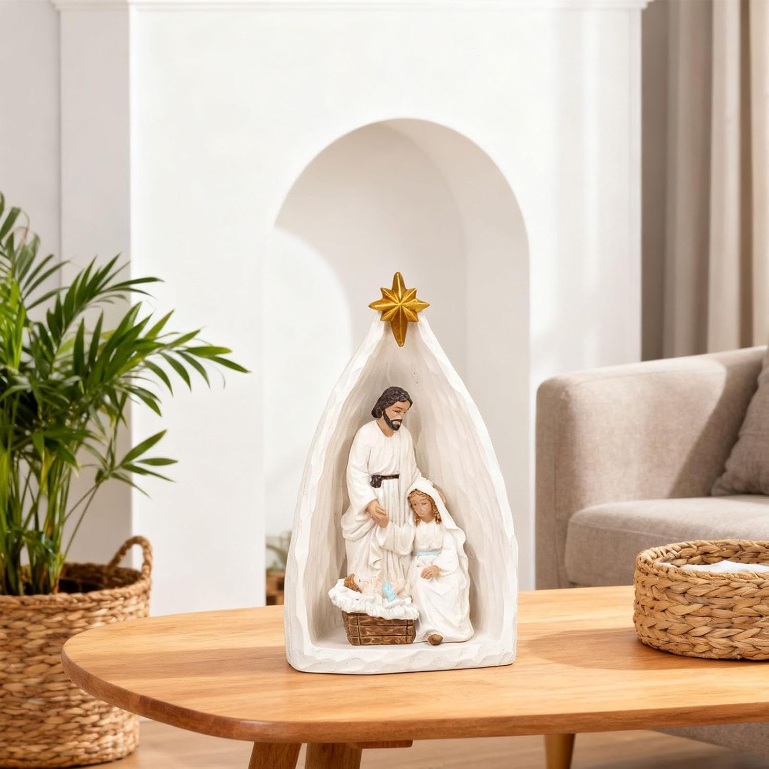 Nativity Scene Christmas Classic Jesus Statue for Tabletop Shelf Living Room