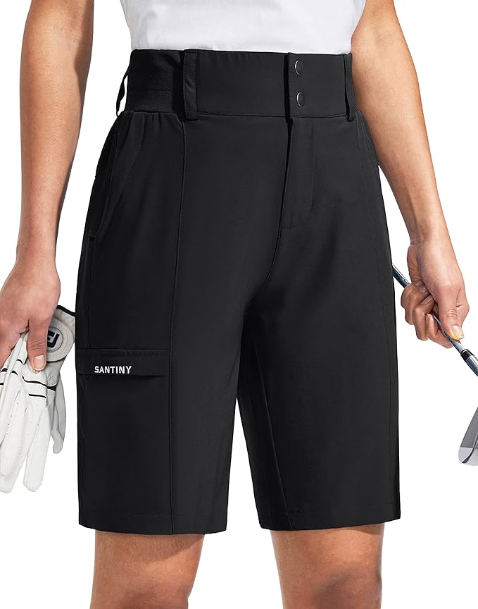 SANTINY Women's Golf Hiking Shorts 9'' High Waisted Quick