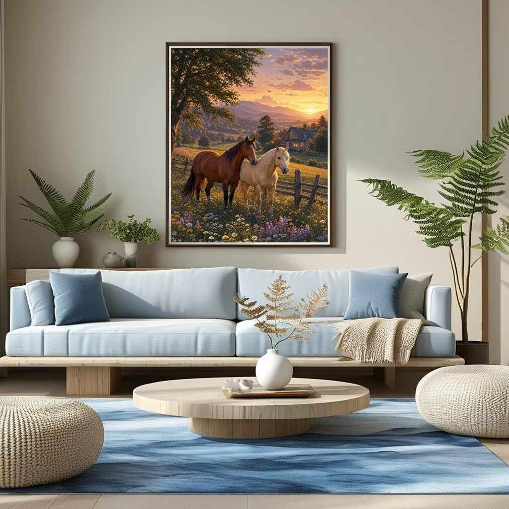 Diamond Painting Caballos, Manualidad Creativa y Relajante 80x100cm C8-318