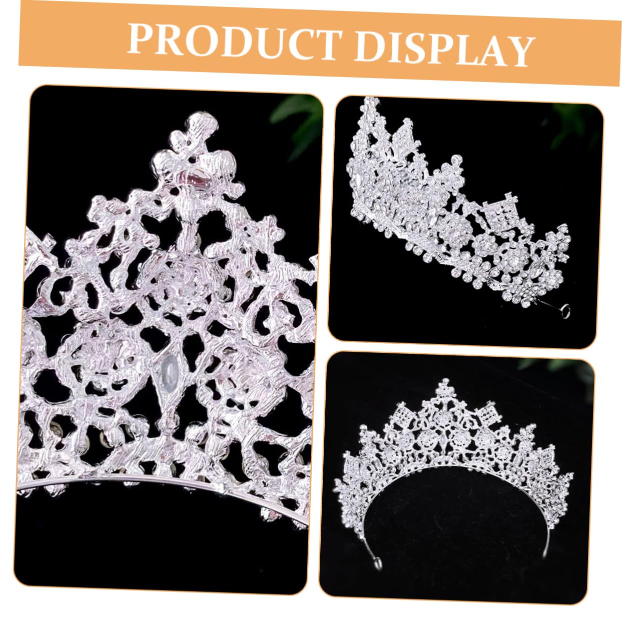 Silberne Strass Brautkrone aus Zinklegierung, Tiara für Damen