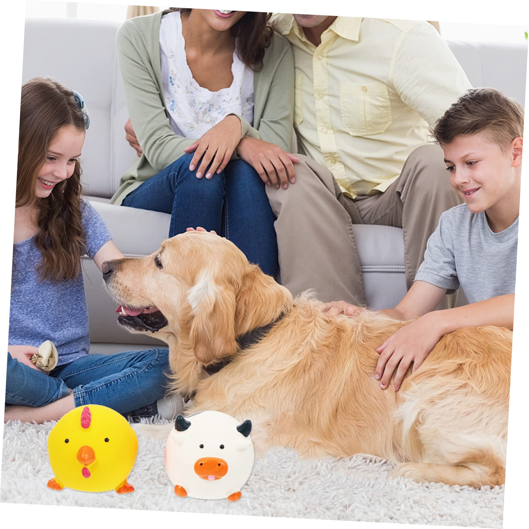 Angoily 9piezas Juguete para Perros De Látex Juguetes Masticables Squeak para Cachorros y Mascotas Incluye Cerdito Pollito y Vaca Seguro y Duradero