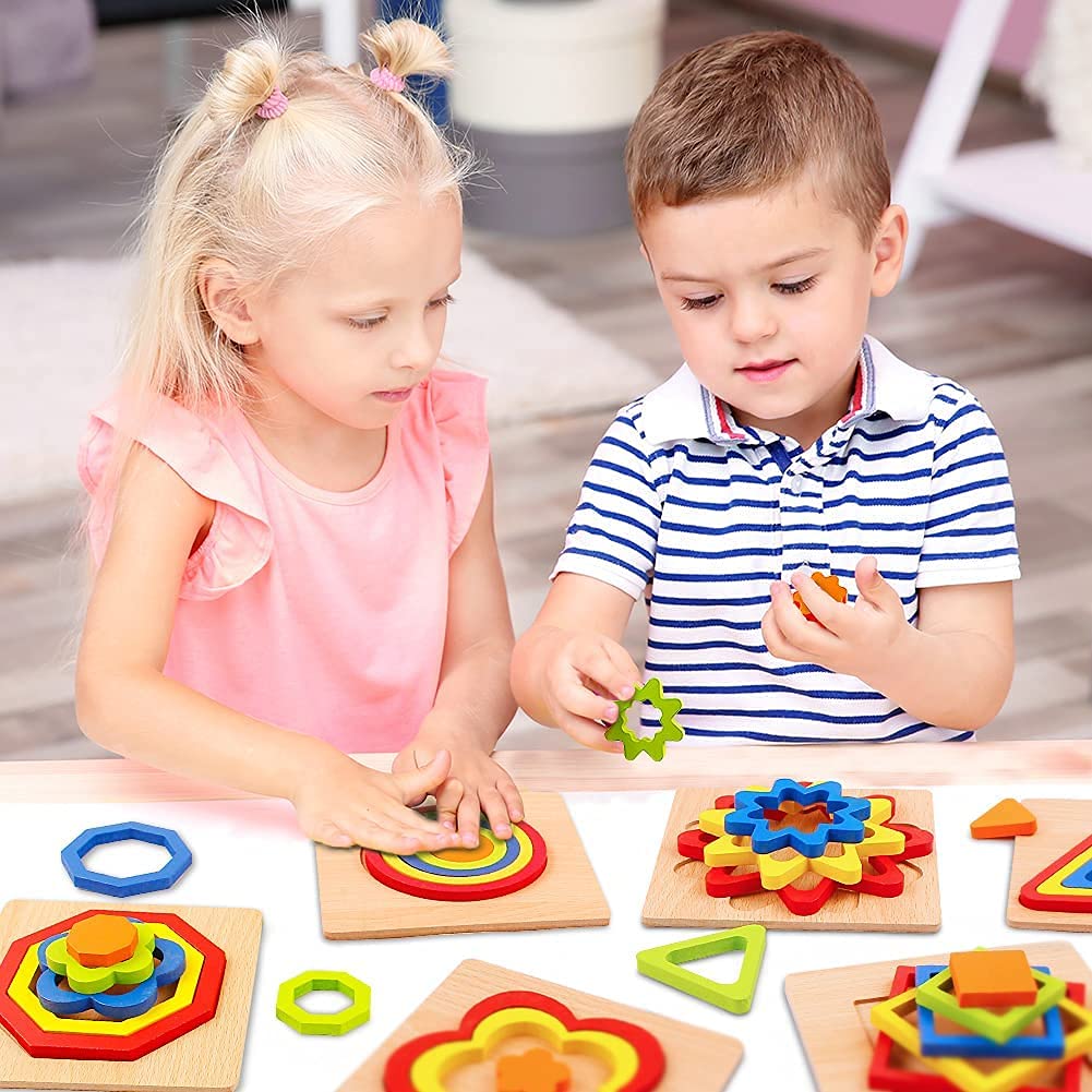 Magnova Store Wooden Puzzles Colourful Shape Jigsaw For Kids 3 Pcs Wooden Sorting Stacking Matching For 2 Year Old Boys Girls Baby Learning Educational Montessori Stem Travel Gifts (B0B8P5LCMT) Amazon Price History, Amazon Price Tracker