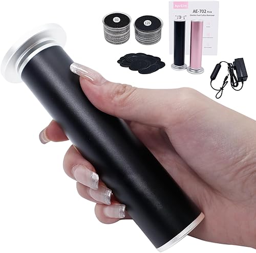 Miniatura 10 de Removedor de callos eléctrico recargable con 3 tamaños, 120 discos de papel de lija, lima de pie eléctrica de aluminio profesional de 900 RPM con