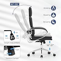 Vista 6 de COSTWAY Silla de oficina ergonómica de cuero, silla ejecutiva de computadora con respaldo alto con altura ajustable y función de balanceo, soporte