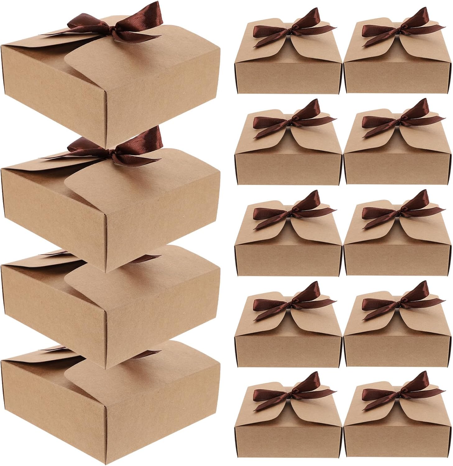 KAJNBN Kraft Paper Pastry Boxes 20pcs 14x14x5cm Retro Decorative Boxes for Wedding Candy, Baked Goods Packaging, Party Favor Packaging