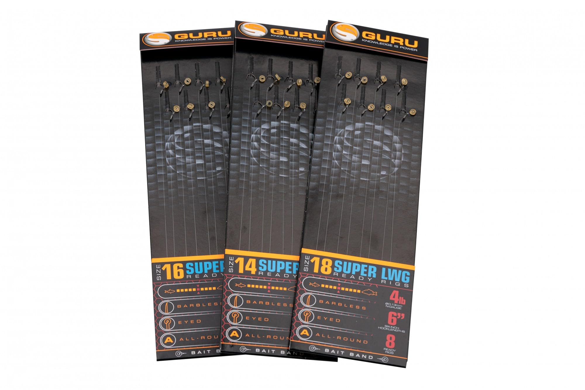 Guru Super LWG 6" Bait Bands Hair Rigs Barbless (Size 16 4lb)