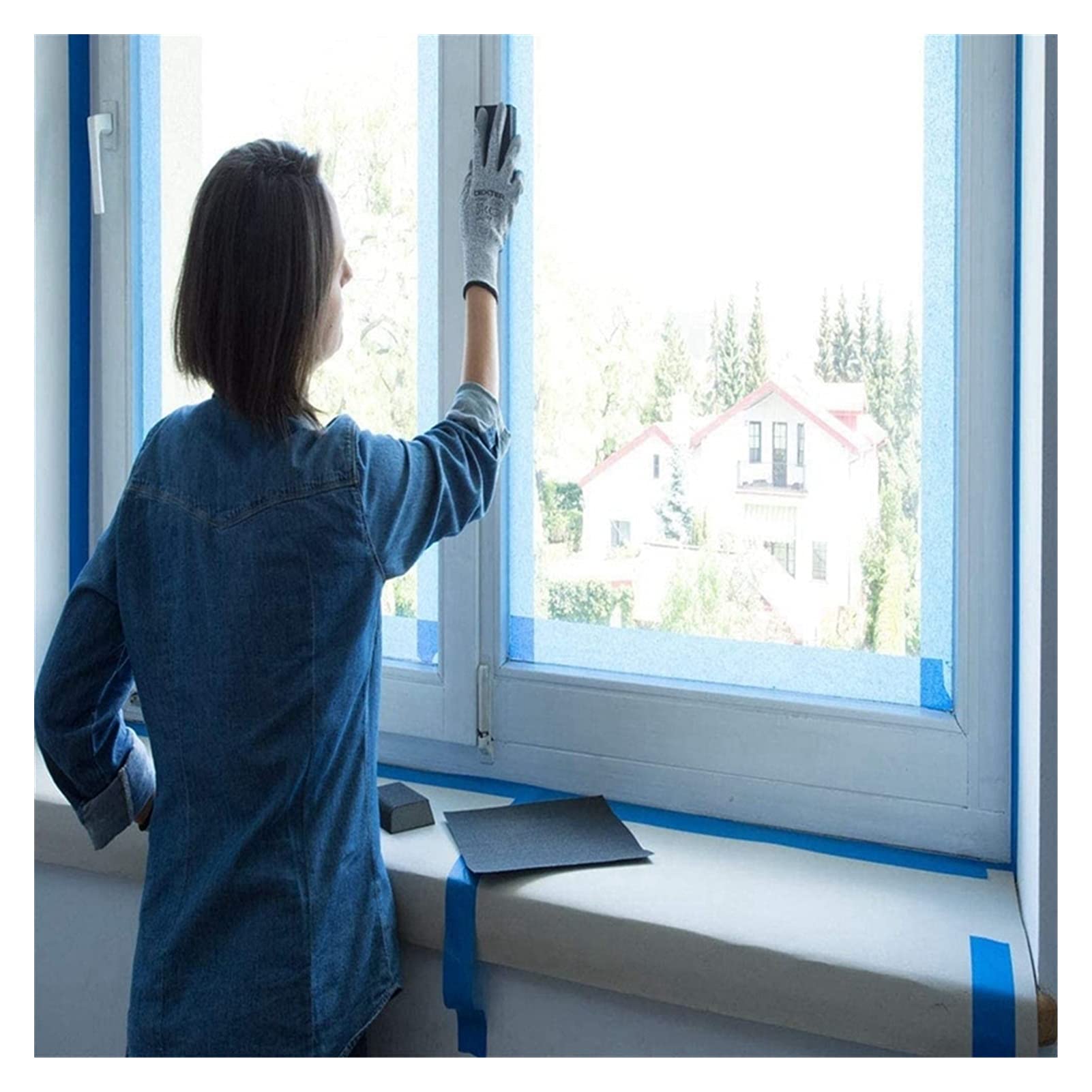 Cinta de Pinturas Azules de 6 Rollos - Cinta de enmascaramiento Adecuado para Bricolaje o Pintor Profesional (25 mm x 20m)