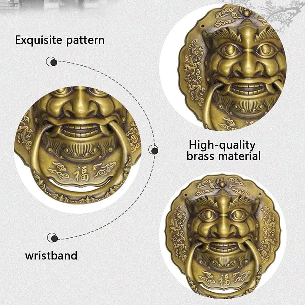 Dragon Head Knocker Brass Door Knockers Classical Door Knocker Large Size Door knockers for Front Door Antique Brass (Brass 35 * 32cm)