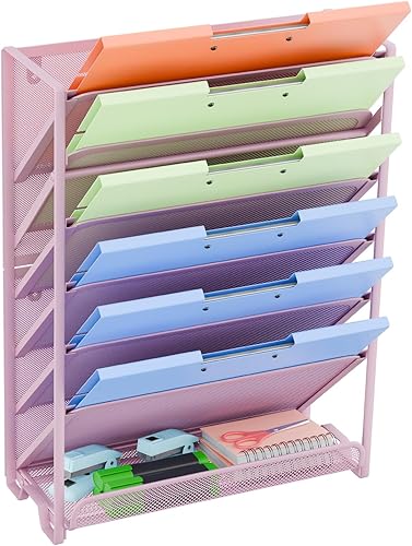 Miniatura 9 de Simple Trending Organizador de archivos de pared, soporte para carpetas de documentos de papel colgante de malla de 18 niveles, estante de