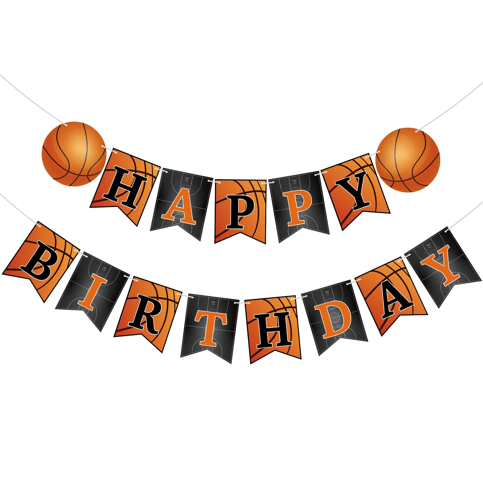 Hooqict Basketball Happy Birthday Banner Birthday Party Decorations Basketball Party Banner Garland Sign for Kids Boys Men Sport Theme Game Day Decorations Supplies