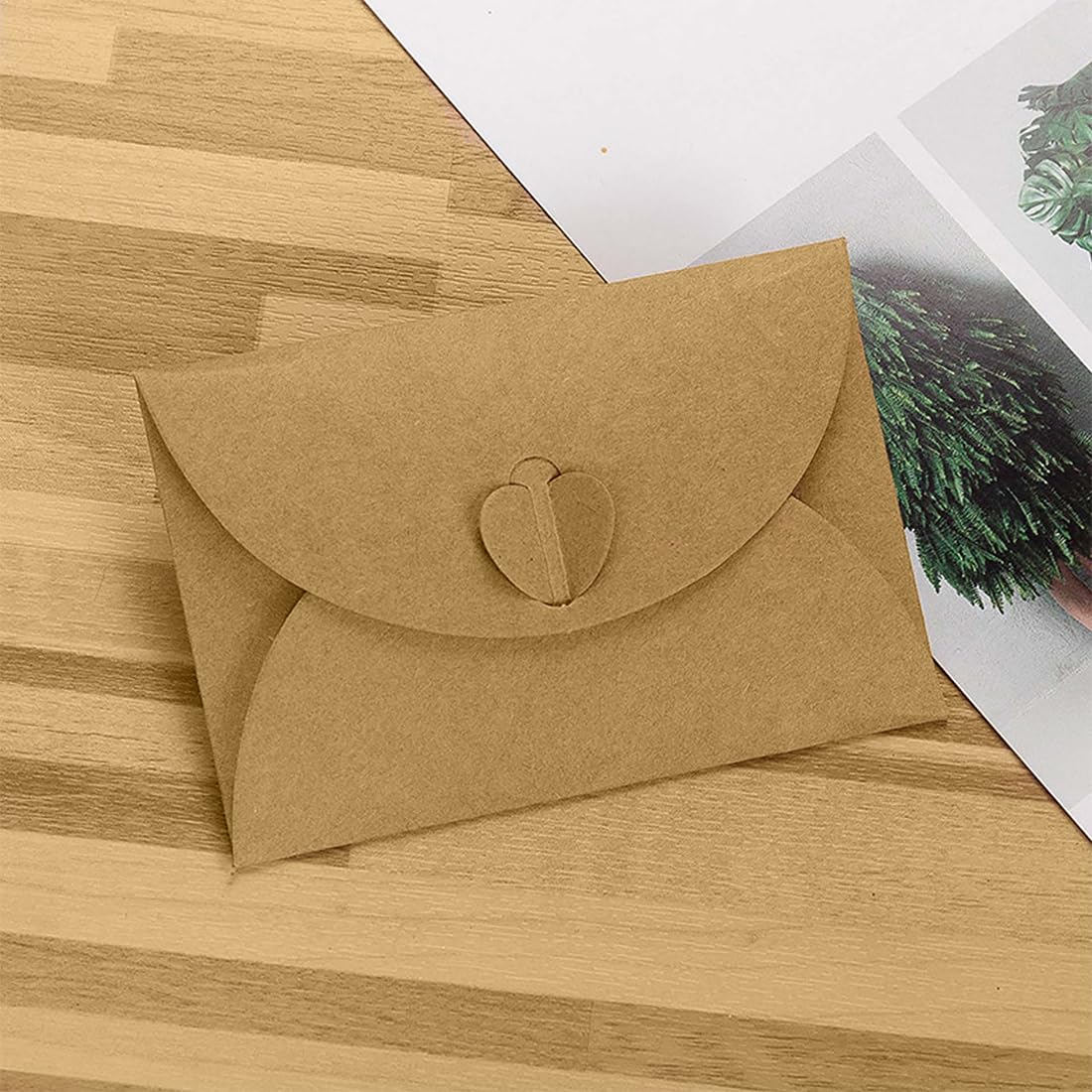 100 PCS Mini Enveloppes Coeur De Papier Kraft Petite Enveloppe De Carte Postale Mini Noël Enveloppe Vintage Avec[S256] - Beaux-Arts Et Loisirs Créatifs