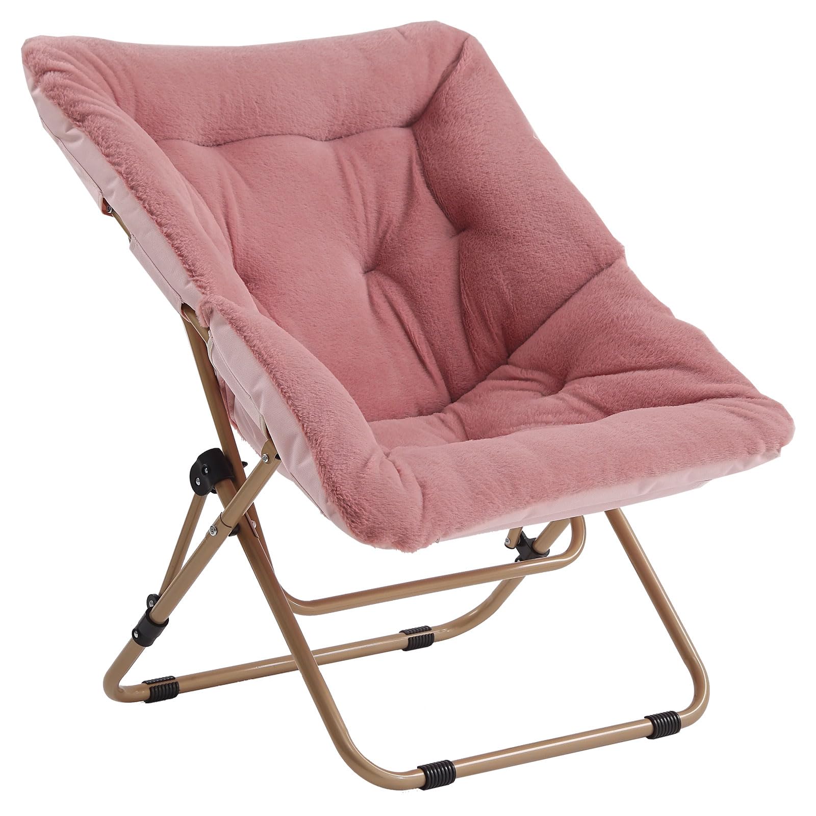 Tiita Comfy Saucer Chair, Soft Faux Fur Oversized Folding Accent Chair, Lounge Lazy Chair for Adults, Metal Frame Moon Chair for Bedroom, Living Room, Dorm Rooms