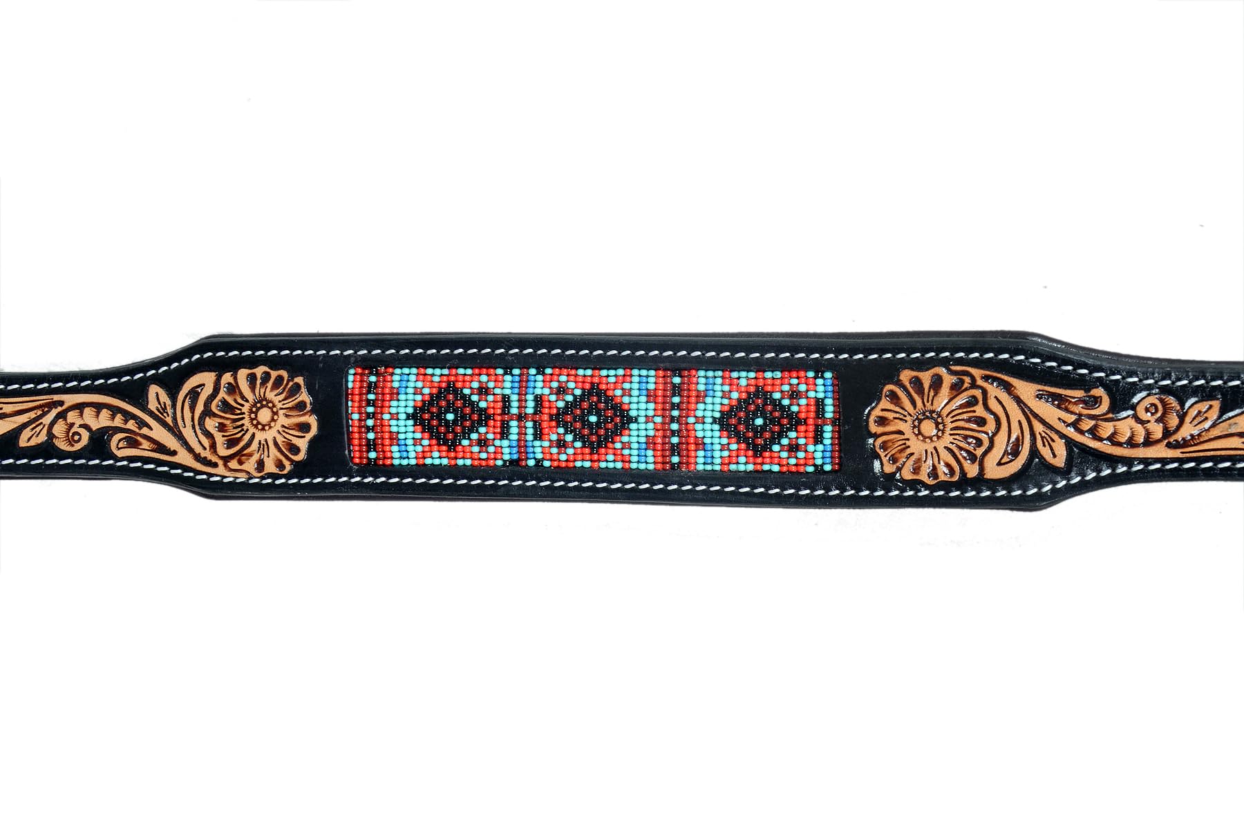 Hundehalsband aus Leder, Größe XS, Western-Stil, strapazierfähig, handgedreht, verstellbar, mit Perlen und gepolstert, weich für Welpen und große Hunde, 10IS013-XS