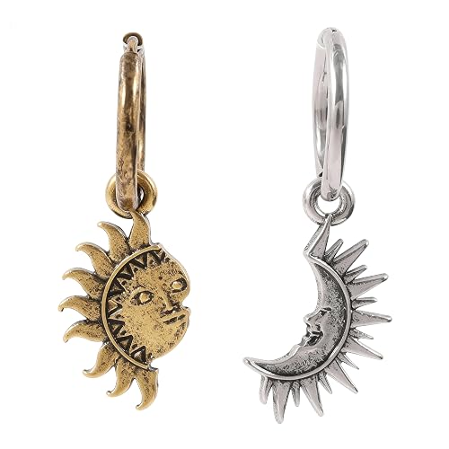 ANEBRPC Sun Moon Necklace Set for Women, Stainless Steel Celestial Pendant | stainless steel sun & moon pendant necklace set; adjustable 18-20 inch chain, hypoallergenic