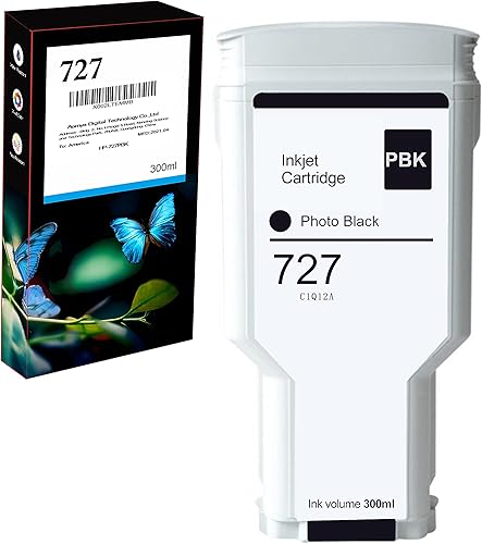 Aomya Compatible HP 727 Photo Black 10.1 fl oz Cartucho de tinta de tinte para impresoras HP DesignJet T920 T930 T1500 T1530 T2500 T2530